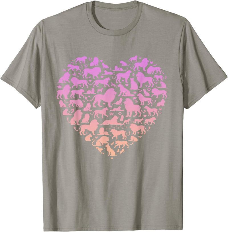 Girls Lion Design Silhouette Lions Design for Lion Lover | Girls Lion T-Shirt - Slate Grey