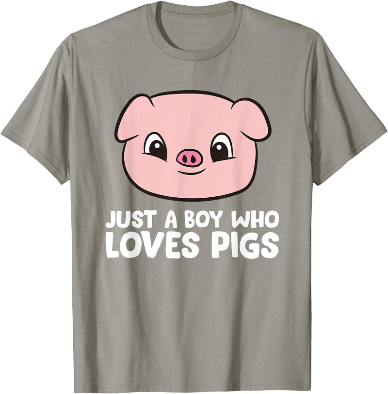 Funny Pigs Gifts And Pig Farmer Apparels Pig Farmer Boy Just a Boy Who Loves Pigs T-Shirt - Slate Grey