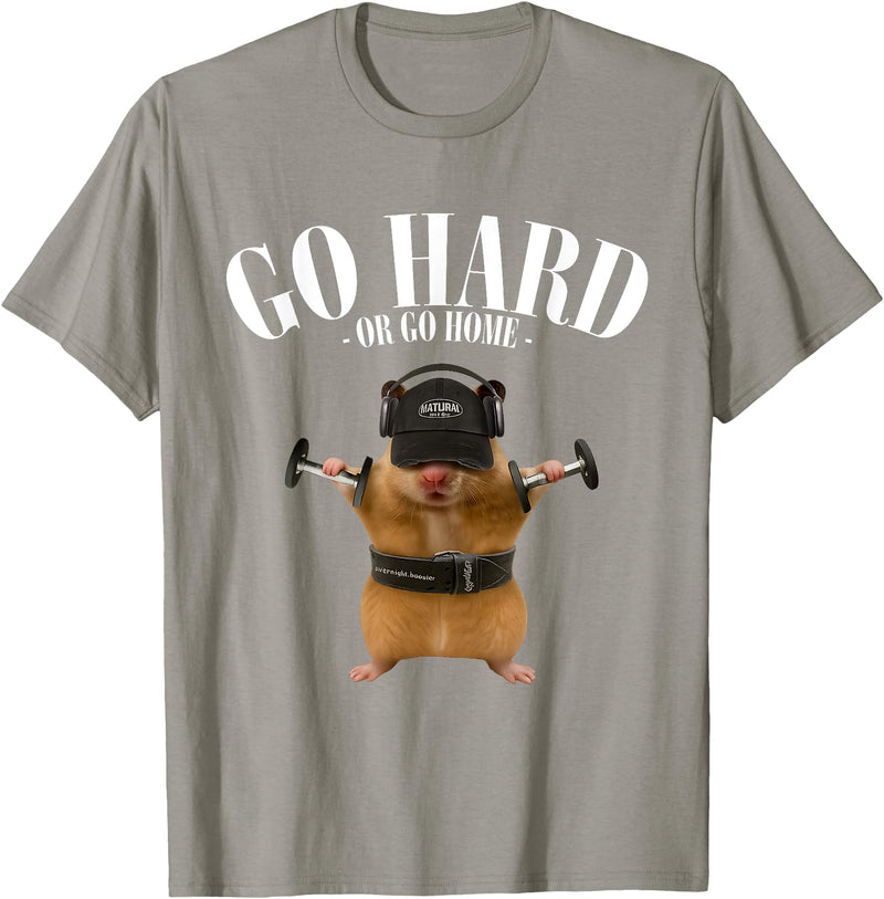 Hamster Deadlift Training Funny Cute Rat Weightlifting Meme T-Shirt - Slate Grey