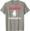 Funny Tees Danger Man Bear Pig T-Shirt - Slate Grey