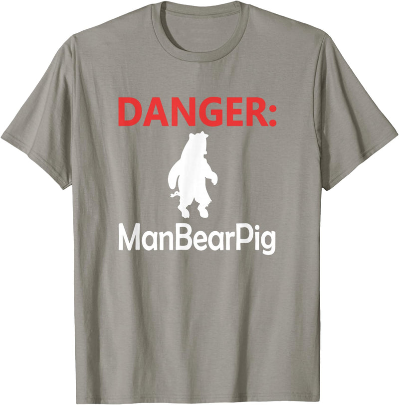 Funny Tees Danger Man Bear Pig T-Shirt - Slate Grey