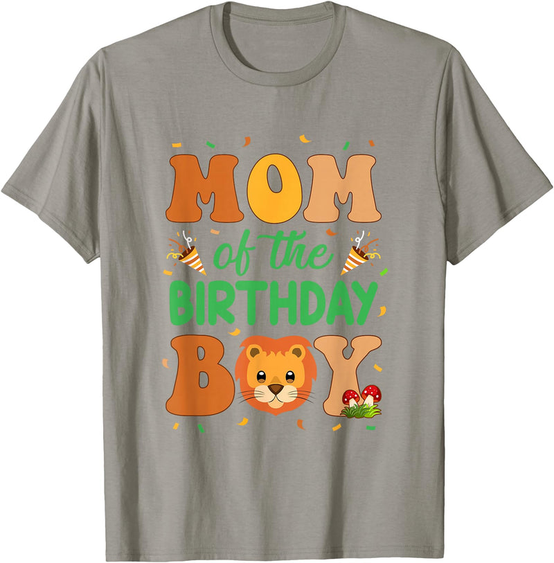 Mom Birthday Boy Family Matching Lion Mom of The Birthday Boy Lion Family Party Decorations T-Shirt - Slate Grey
