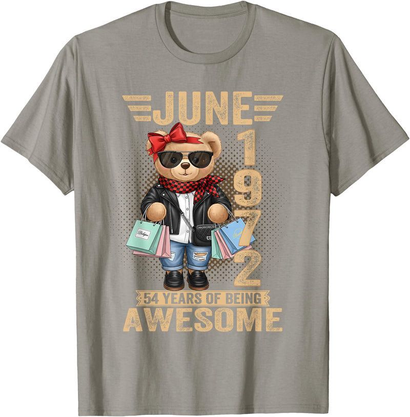 June Cute Teddy Bear birthday gifts for women 54 Year Old June 1972 Teddy Bear 54th Birthday Women T-Shirt - Slate Grey