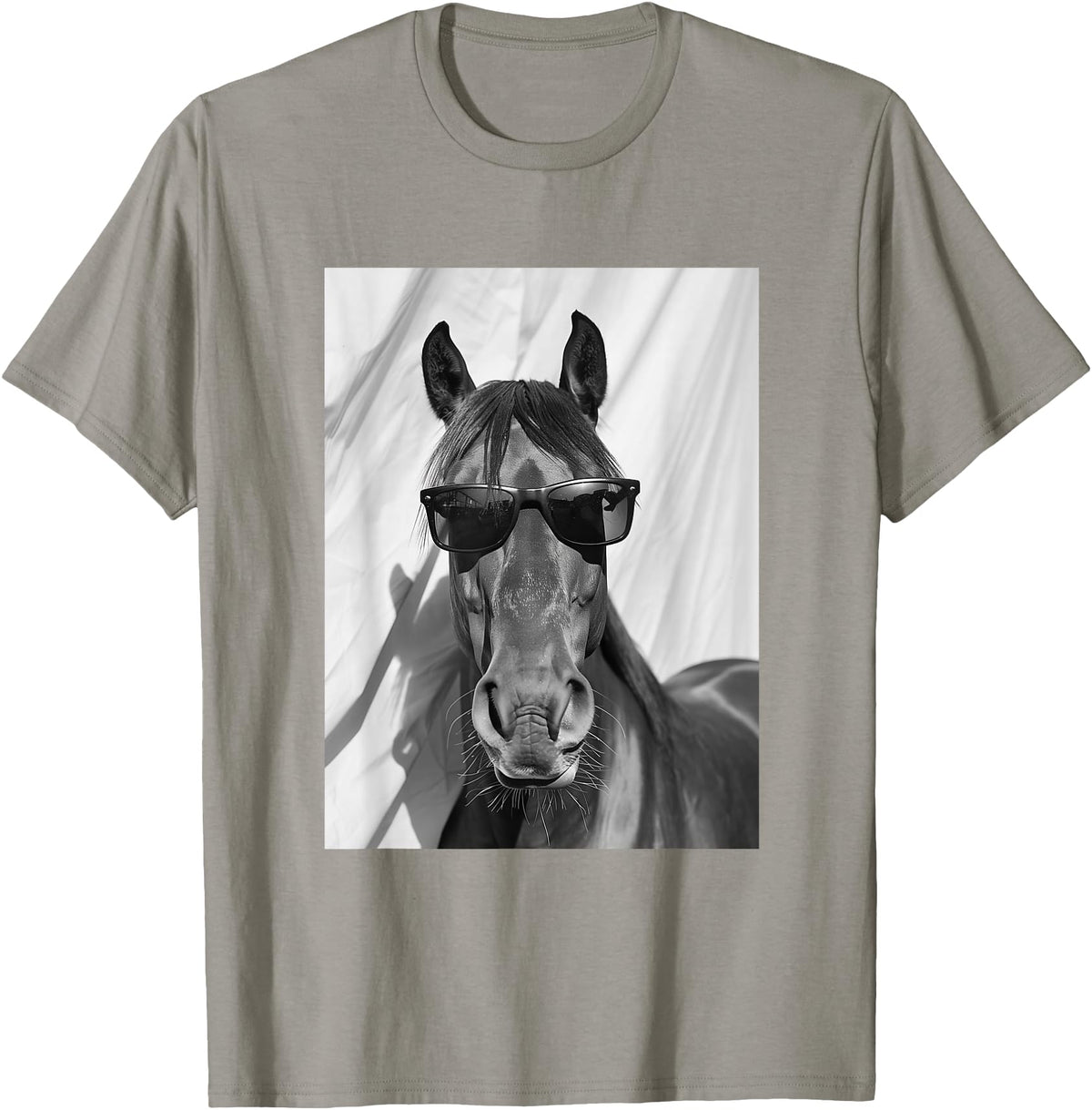 Funny Animal Photography Clothing Co. Cute Horse with Sunglasses Farm Animal Photo Booth T-Shirt - Slate Grey