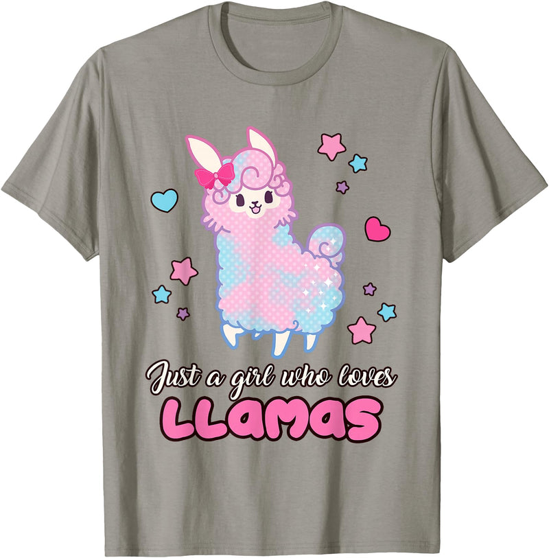 Just A Girl Who Loves Llamas BW Art Llama Girl Shirt Just A Girl Who Loves Llamas Cute T-Shirt - Slate Grey