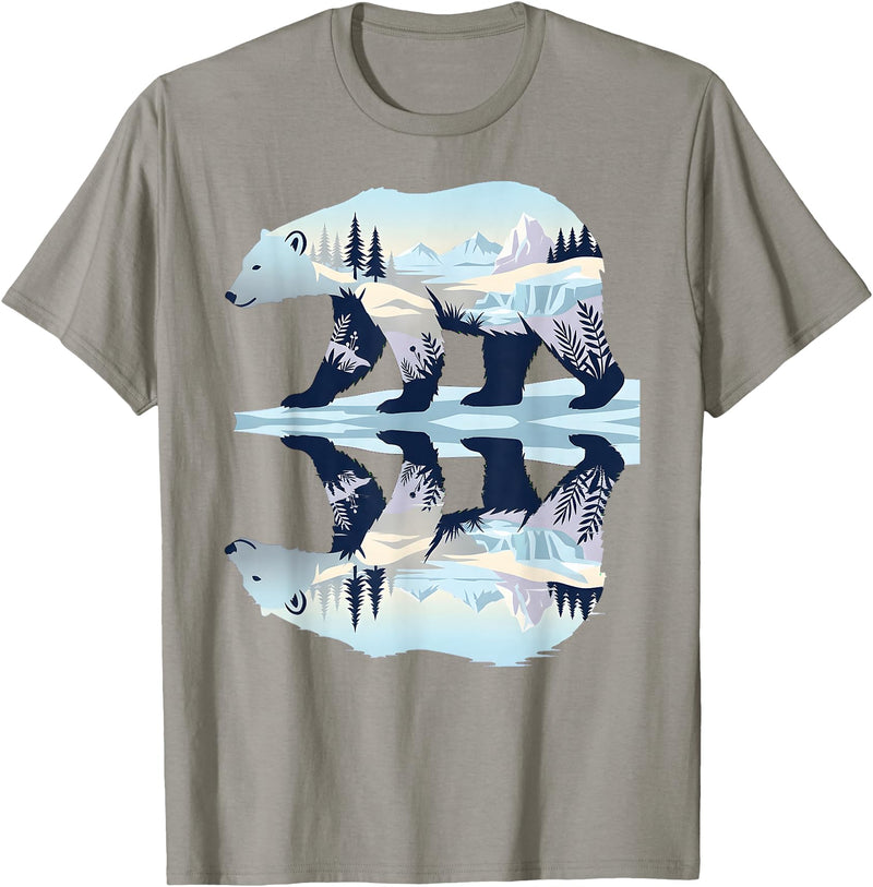 Polar Wildlife Fan Lover Nature Polar Bear Arctic Wildlife Nature Lover Animal Art Kids T-Shirt - Slate Grey