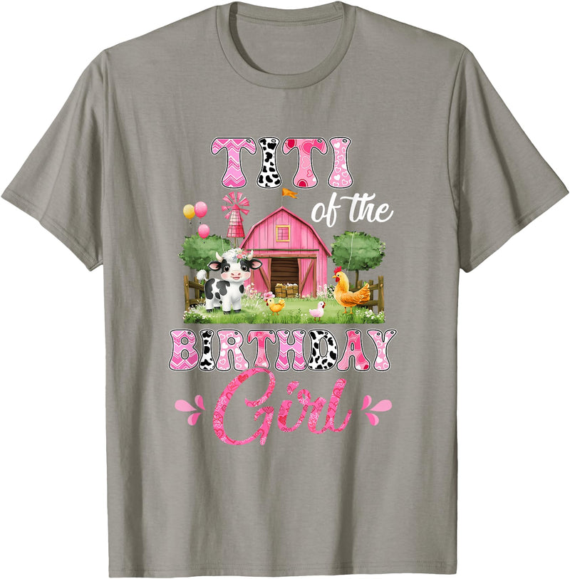 Cow First Birthday Girl Family Titi Of The Birthday Girl 1St Birthday Cow Farm Family T-Shirt - Slate Grey