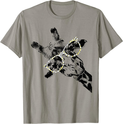 Giraffe Tee Vintage Animal Leopard Print Glasses T-Shirt