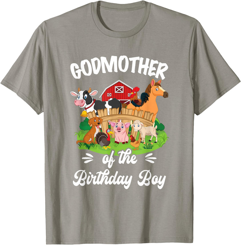 Vintage Retro Birthday Godmother Of The Birthday Boy Party Cow Farm 1St Birthday T-Shirt - Slate Grey