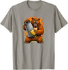 I Hate Wisconsin Tees Angry Bear Grating Cheese Grater Hater T-Shirt - Slate Grey