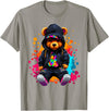 Hip Hop Teddy Bear Aesthetic Wear Co. Hip Hop Bear Colorful Teddy Bear With Hoodie Baseball Cap T-Shirt - Slate Grey