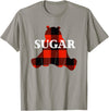Buffalo Plaid Bear Designs Sugar Nickname Bear Buffalo Plaid Design T-Shirt - Slate Grey