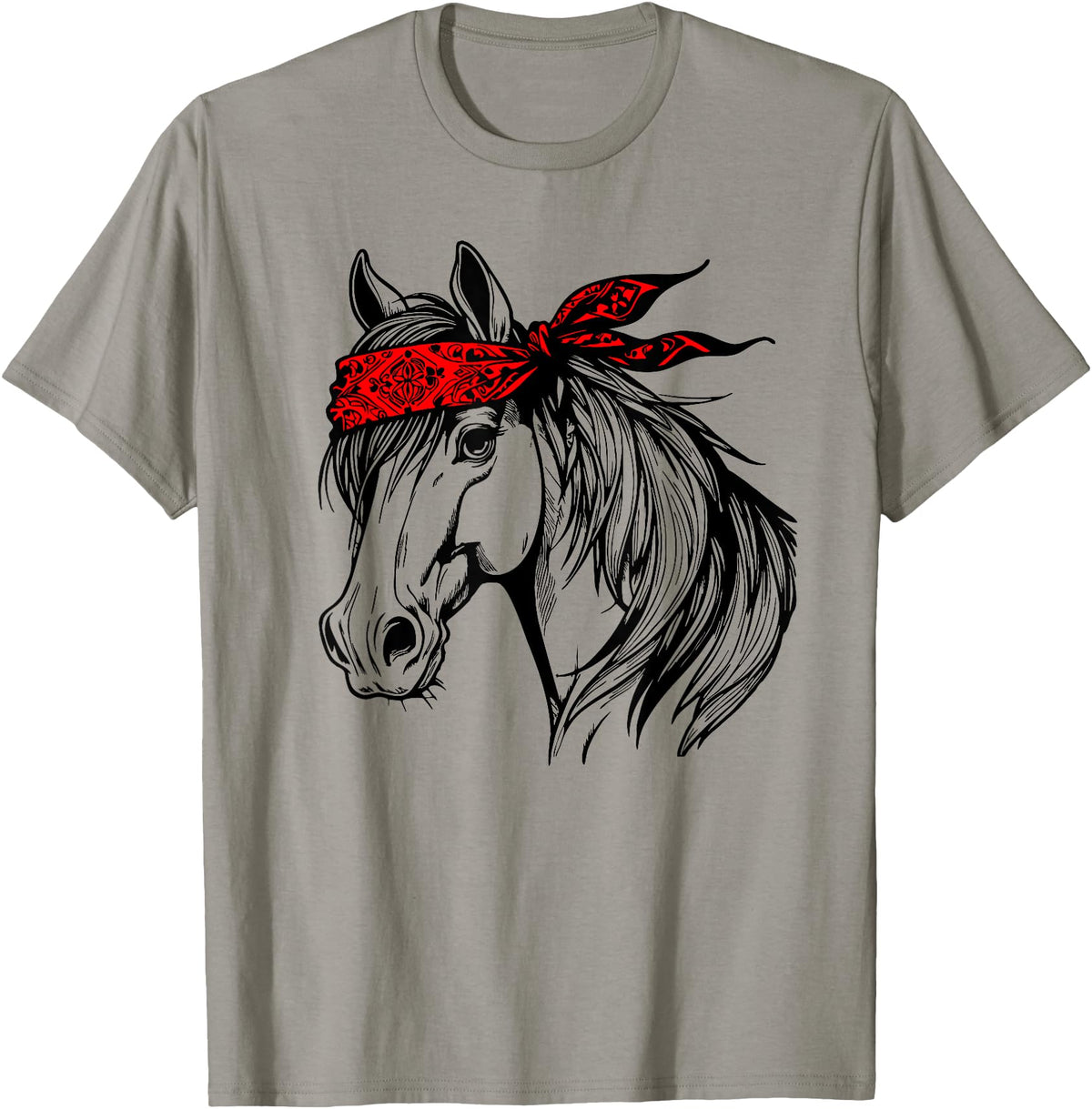 Horse Bandana Designs for Horse Lovers Horse Bandana for Horseback Riding Horse Lover Mother's Day T-Shirt - Slate Grey