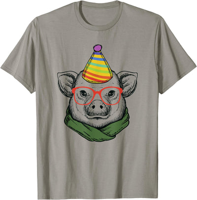 Funny Hipster Pig in Red Glasses Pet Animal Lover T-Shirt