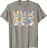 Easter Patchwork Bunny Cute Bunny Rabbit Coquette Lace Bow T-Shirt in Slate Grey