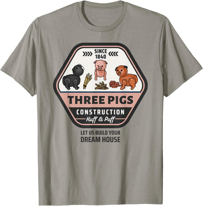 Three Pigs Construction Co. Logo T-Shirt