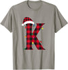 Awesome Letter K Initial Name Buffalo Plaid Christmas Pajama T-Shirt - Slate Grey