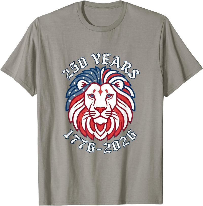 250th Anniversary Vintage Funny Cute Tees 250 Years 250th Anniversary July 4th Lion T-Shirt - Slate Grey