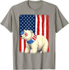 Patriotic USA Flag Polar Bear 4th of July Co. Polar Bear US America Flag Men Women 4th of July Patriotic T-Shirt - Slate Grey