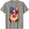 Cute Guinea Pig Bubble Gum Coquette Bow Girls Kids Patriotic Guinea Pig 4th of July Bow American Flag Girls T-Shirt - Slate Grey