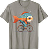Is like a Fish with a Bicycle Nice Fish Riding Bike, Fish and Bicycle T-Shirt - Slate Grey