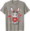 Rabbit Lover Heart Girls Valentine’s Day Women Bunny T-Shirt in Slate Grey