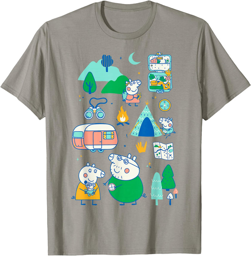 Peppa Pig Family Vacation Outdoor Caravan Camping Trip T-Shirt - Slate Grey