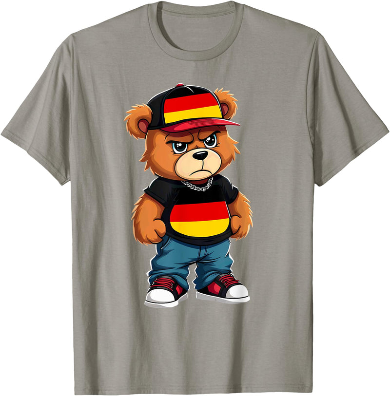 German Teddy Bear Breakdance Rapper German Flag Teddy Bear Germany Hip Hop T-Shirt - Slate Grey