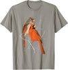 Red Cardinal Bird Male Female Vintage Red Cardinal Bird T-Shirt - Slate Grey