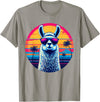 Llama Alpaca Vintage Art Co. Llama Alpaca Retro 80s Style T-Shirt - Slate Grey