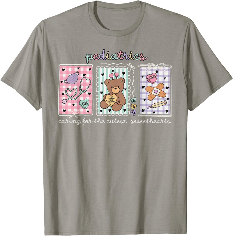 Pediatrics s Day PEDS Nurse Stamp Bear V-day Work Pediatrics Valentines Day PEDS Nurse Stamp Bear V-Day Work P T-Shirt - Slate Grey