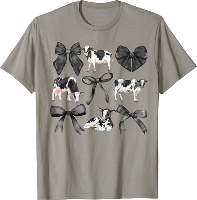 Coquette Cows and Bows Watercolor Holsteins T-Shirt