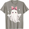Halloween Ghost Coquette Bow Tee Ghost Coquette Bow Halloween Kawaii Girls Women Spooky T-Shirt - Slate Grey