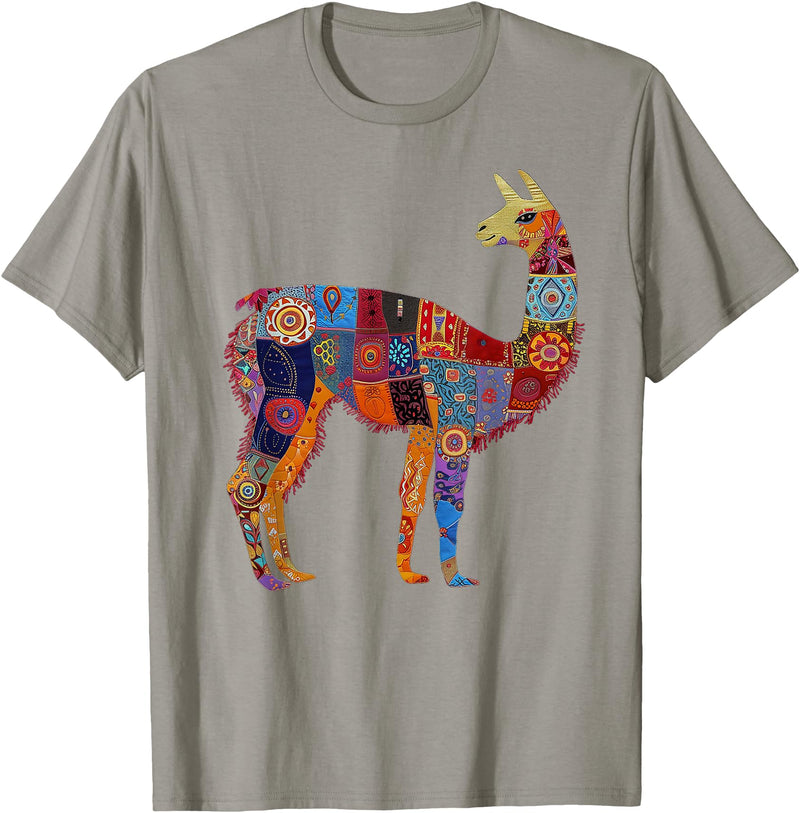 We Love Llamas & Alpacas - Peru Souvenirs Co. Peruvian Llama Alpaca Flowers Colourful Peru Souvenir T-Shirt - Slate Grey