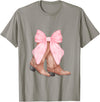 Coquette Bow Cowgirl Boots Design Ls Coquette Pink Bow Cowboy Boots For Women Girls Western T-Shirt - Slate Grey