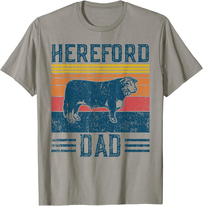 Women Best Cow Dad Men Vintage Cattle Hereford T-Shirt
