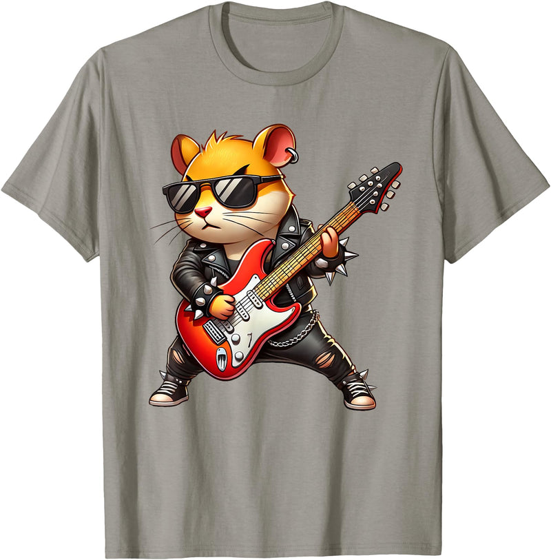 Hamster Electric Guitar Concert Music Lover Men Women Kids T-Shirt - Slate Grey