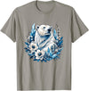 Arctic Polar Bear Floral Crystal Nature Winter Wildlife Polar Bear with Ice Flowers T-Shirt - Slate Grey