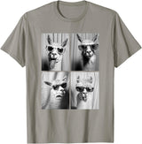 Funny Animal Photography Clothing Co. Funny Llamas with Sunglasses Cool Llama Animals Photo Booth T-Shirt - Slate Grey