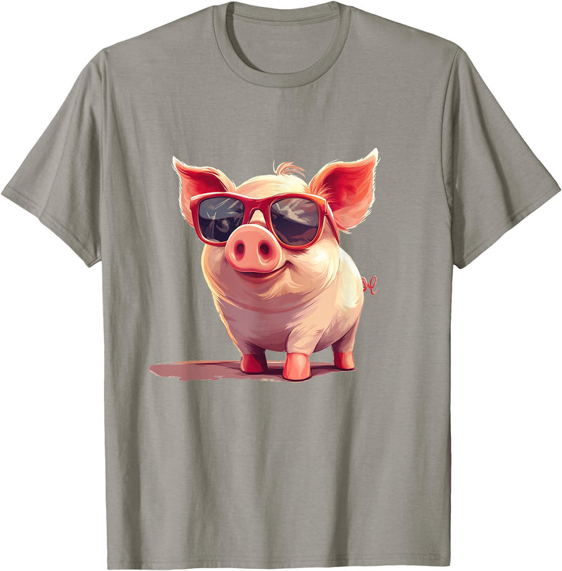 Funny Piggy Pig Sunglasses Piggy Costume for bespectacled Pigs Lovers T-Shirt - Slate Grey