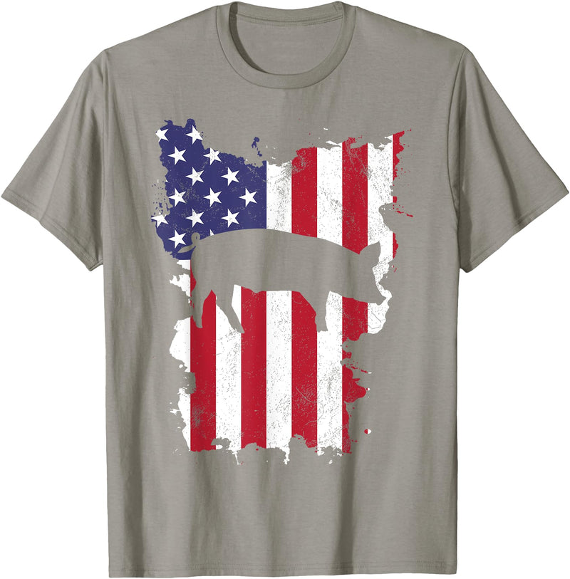 Patriodic Fourth Of July Apparel Pig Farm 4th Of July USA Flag US America Vintage T-Shirt - Slate Grey