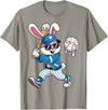 Funny Baseball Drip Rabbit Bunny Easter Men Boys Kids T-Shirt in Slate Grey