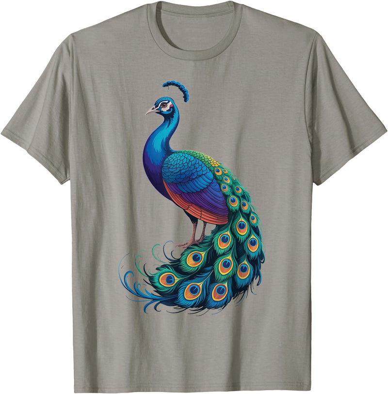 Peacock Peafowl Colorful Bird Peacock Illustration T-Shirt - Slate Grey