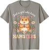 Just a Girl Who Loves Hamsters Cute Floral Pet Aesthetic T-Shirt - Slate Grey