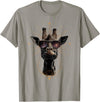 Safari Animal Art Giraffe with Sunglasses Graphic Safari Giraffe Animal Lover T-Shirt - Slate Grey