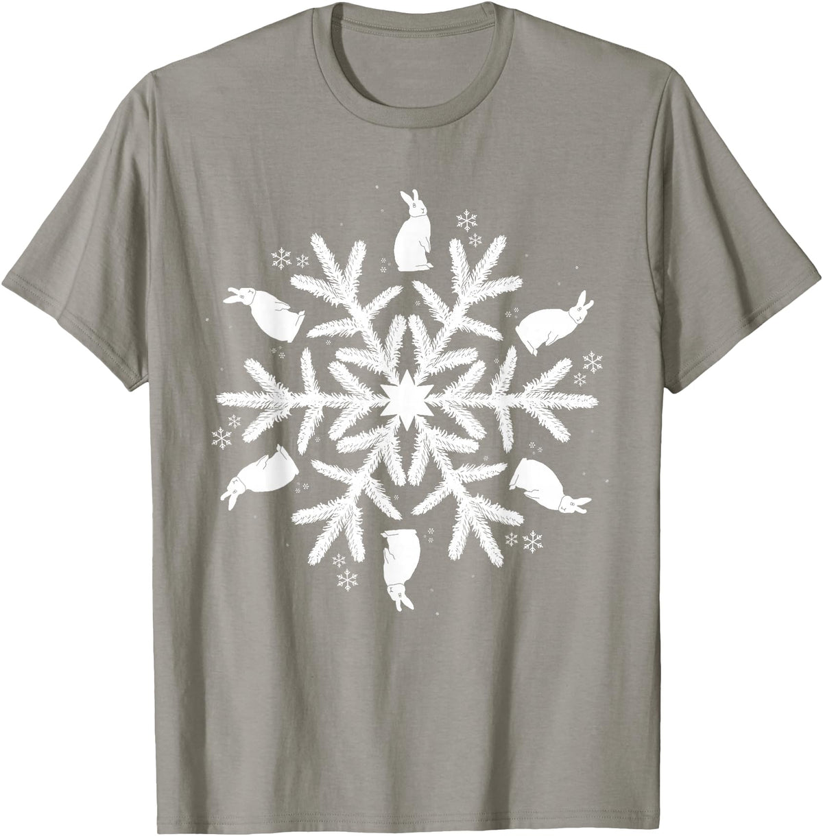 Snowflake Christmas Rabbit T-Shirt in Slate Grey