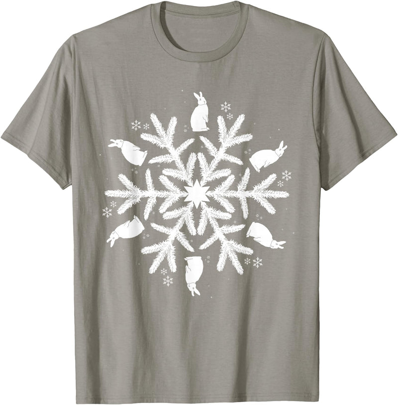 Snowflake Christmas Rabbit T-Shirt in Slate Grey
