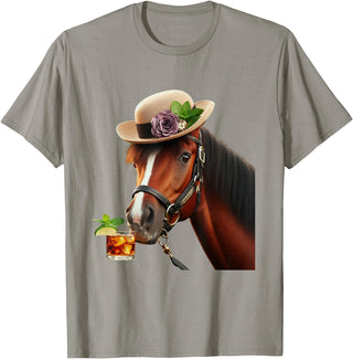Funny Horse Derby Shirt Vintage Retro Apparel Funny Horse Derby Party T-Shirt - Slate Grey