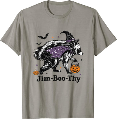 Funny Jim-Boo-Thy Ghost Raccoon Halloween Apparel Jim-Boo-Thy Ghost Raccoon Funny Halloween Jimothy Meme T-Shirt