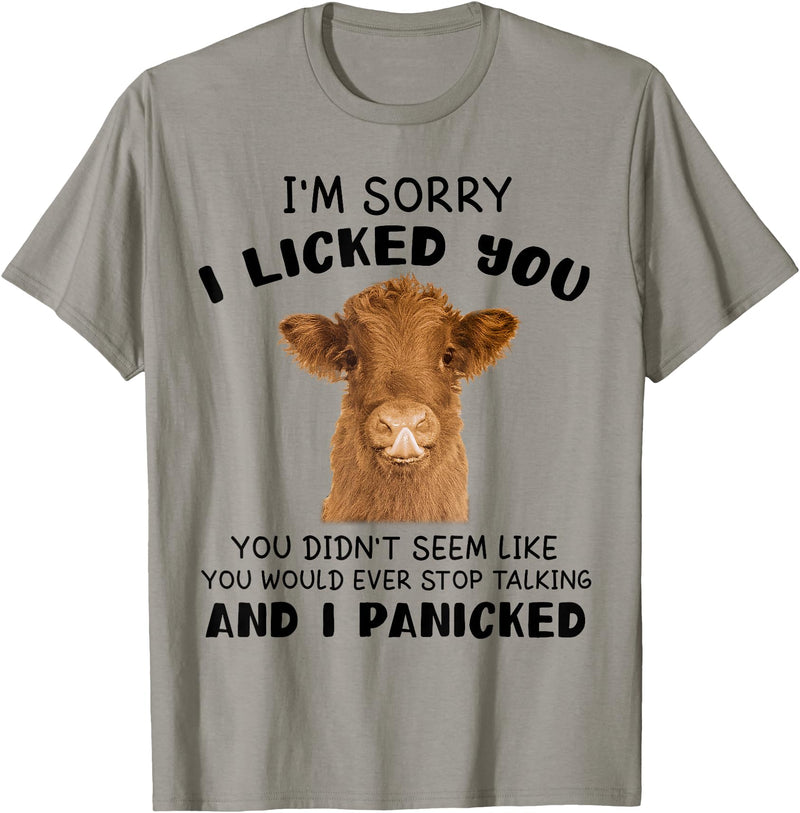 Cow Cute I'm Sorry I Lickedq Tees And Co Cow Cute I'm Sorry I Licked You And I Panicked Funny Farmer T-Shirt - Slate Grey